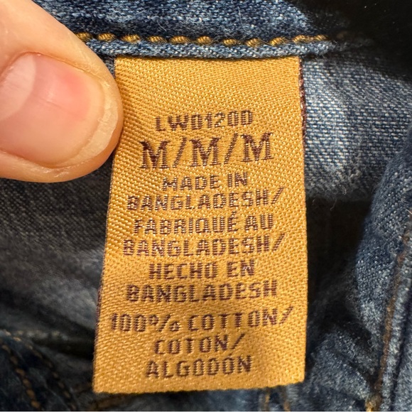 Vintage Wrangler Blue Denim Shirt Dress Western Cowgirl Festival Rodeo Y2K - Picture 9 of 12